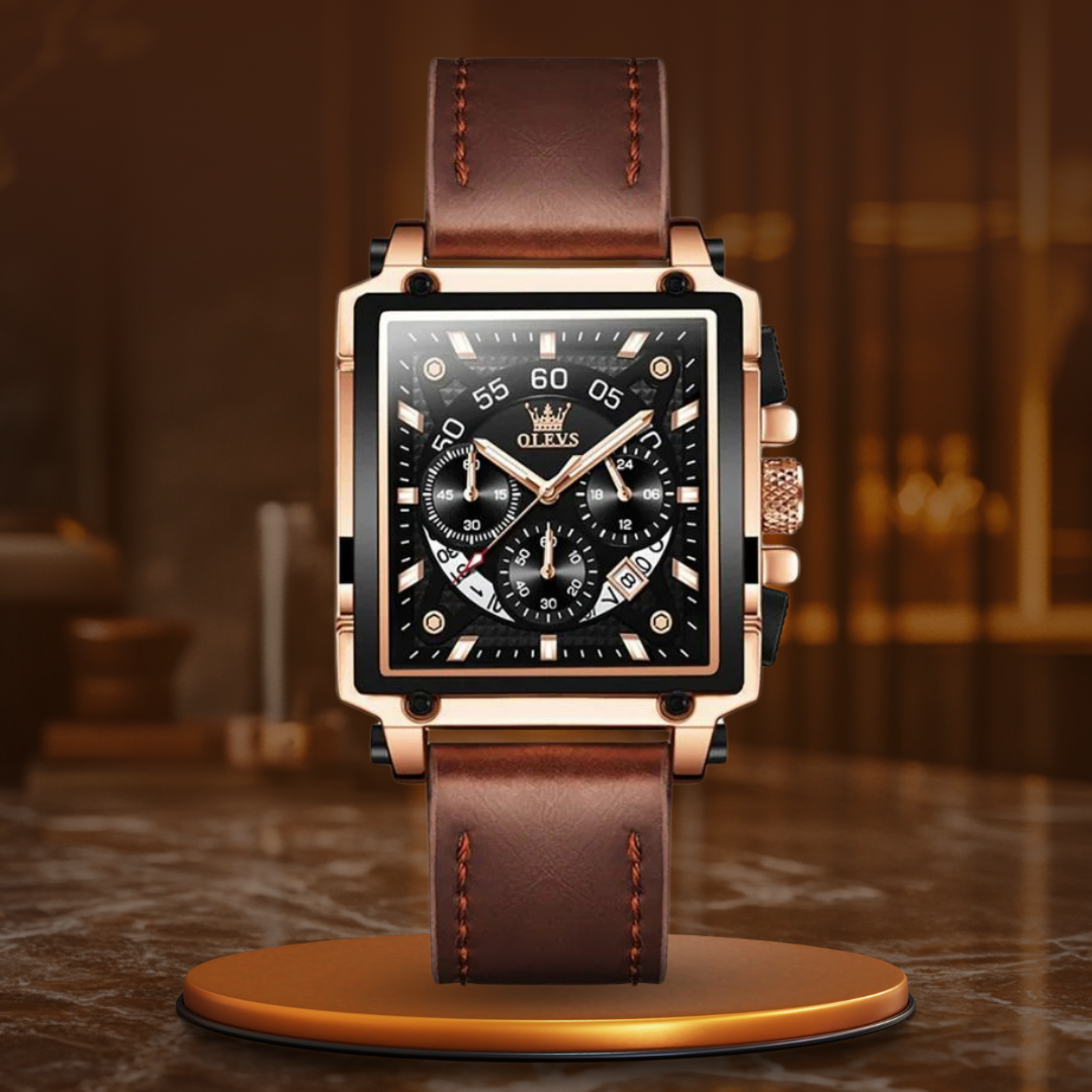 Mode Quadrat Zifferblatt Chronograph Uhr