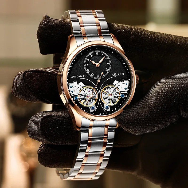Doppeltourbillon Leuchtende Mechanische Uhr