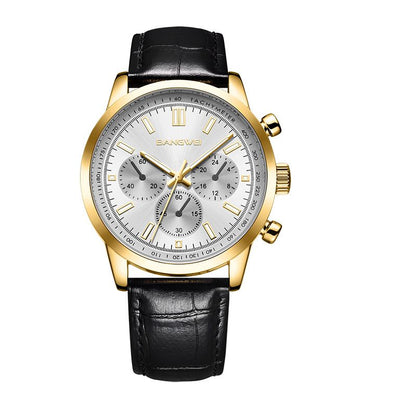 Lässige Sport Militär Geschäfts Leder Quarz Uhr