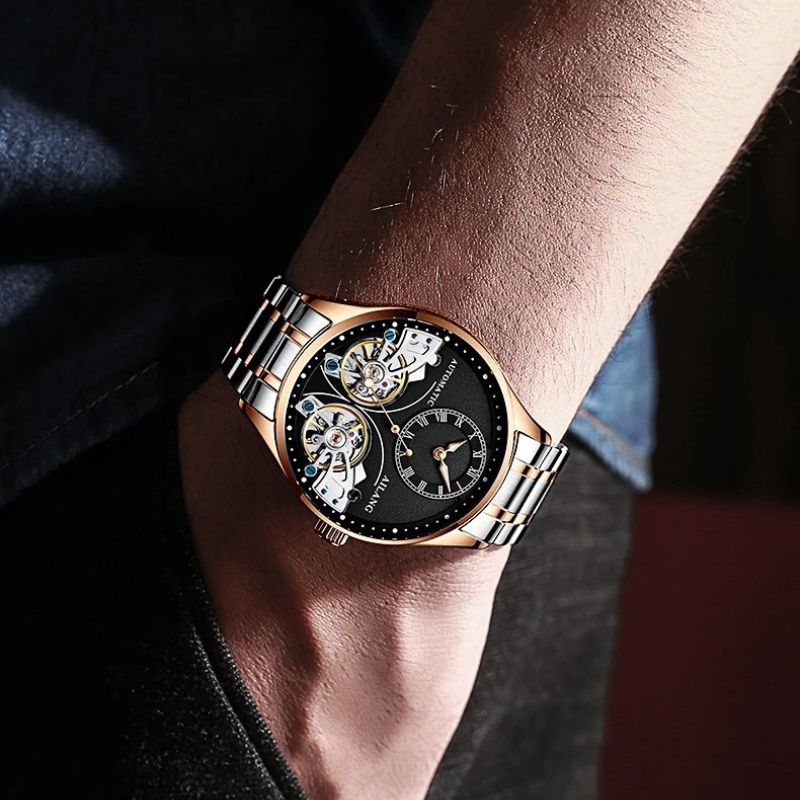 Doppeltourbillon Leuchtende Mechanische Uhr