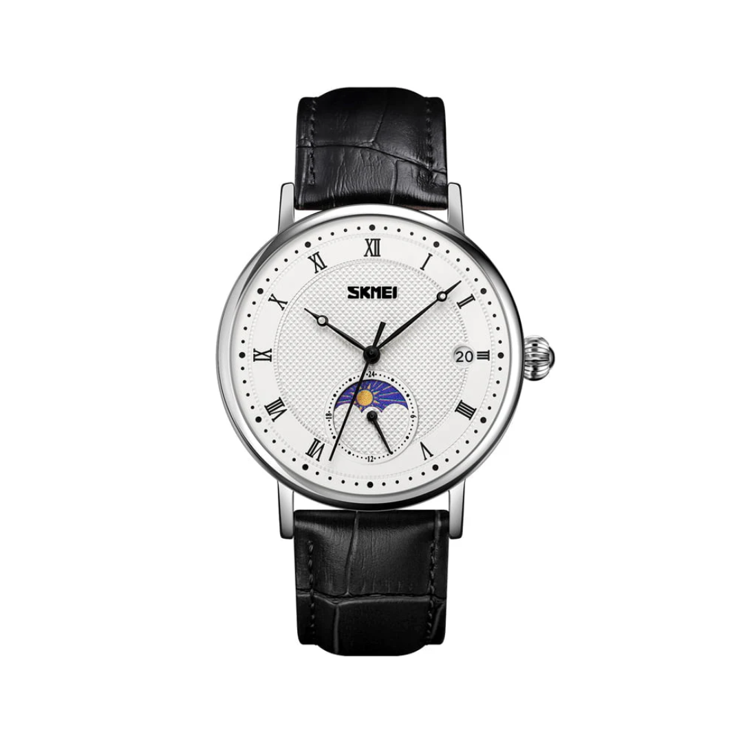 Edelstahl Kristall Mondphasen Uhr