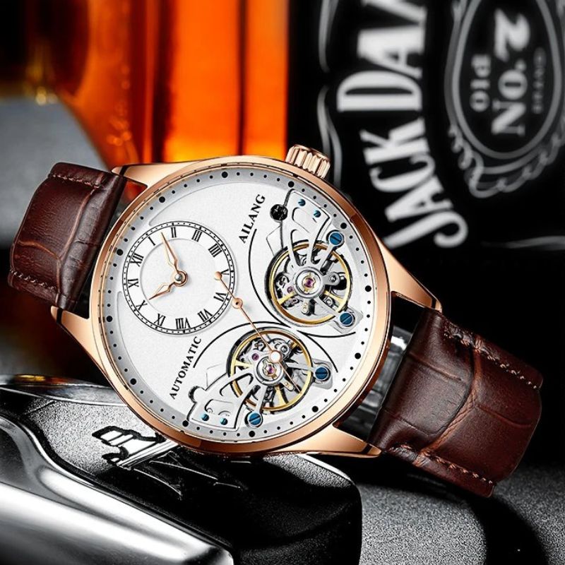 Doppeltourbillon Leuchtende Mechanische Uhr