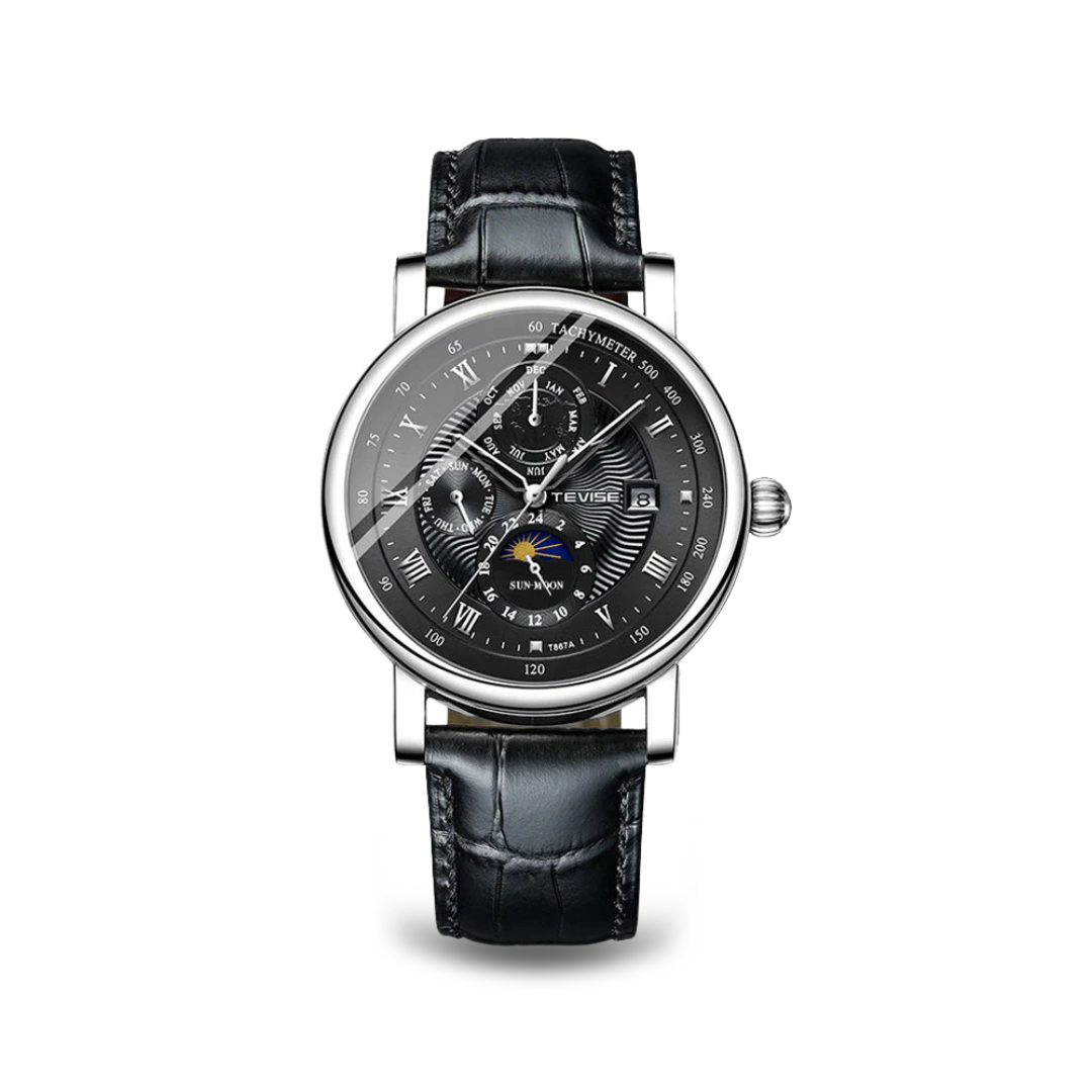 Automatische mechanische Luxusuhr aus Leder