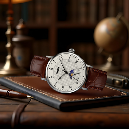 Edelstahl Kristall Mondphasen Uhr