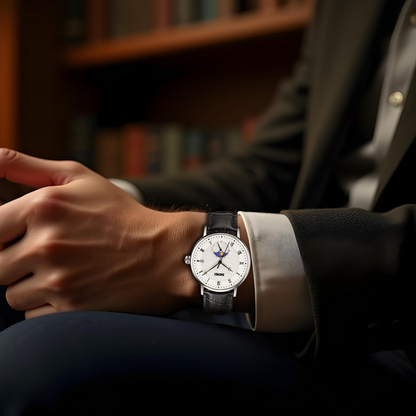 Edelstahl Kristall Mondphasen Uhr
