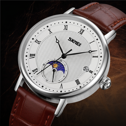 Edelstahl Kristall Mondphasen Uhr